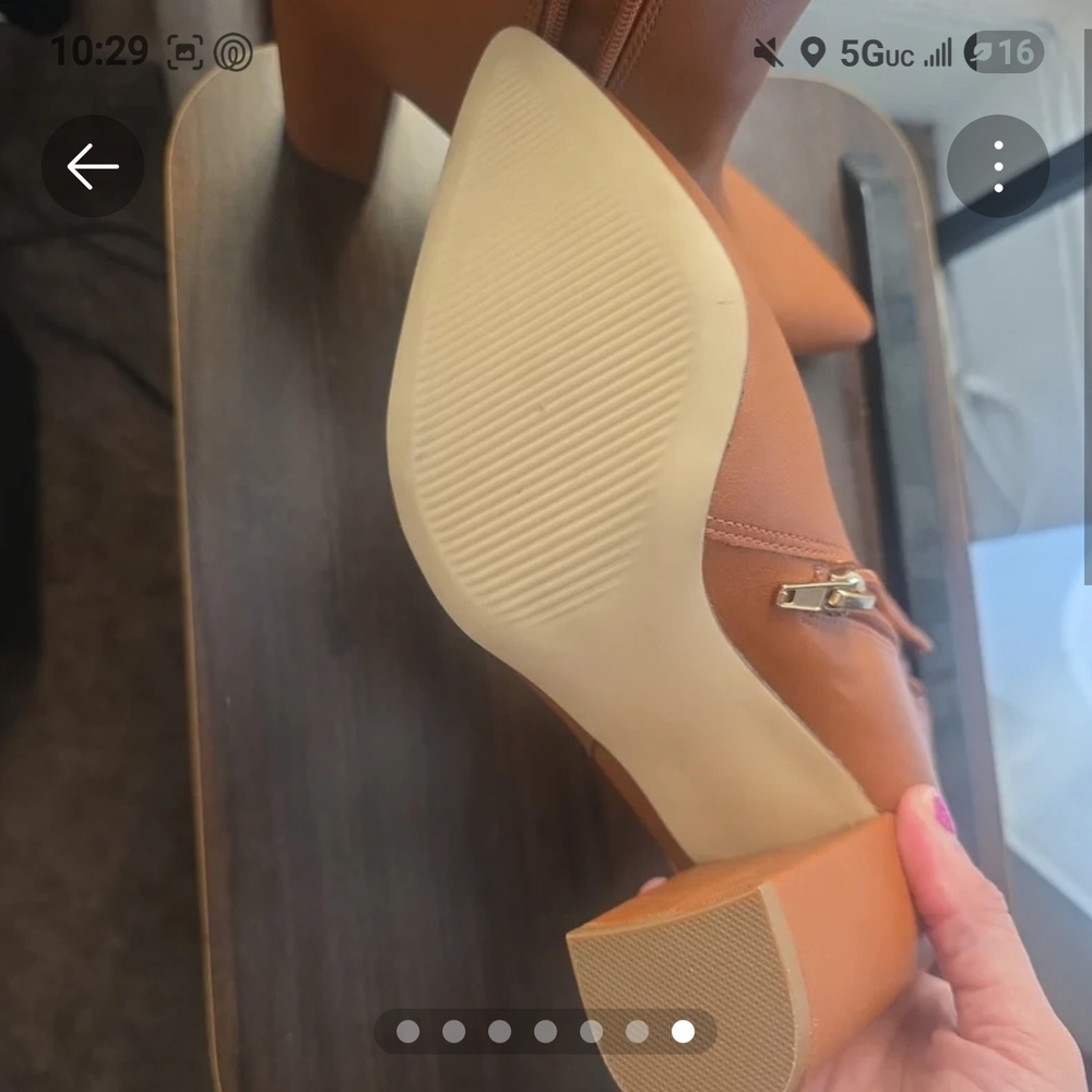 JustFab Cognac Pointed-Toe Ankle Booties - Picture 7 of 7